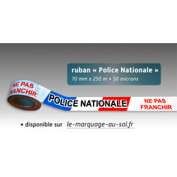 Rubalise bleu/blanc/rouge "Ne pas franchir - Police nationale"70mm*250m