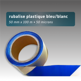 Rubalise plastique 50mm*100m - Bleu/Blanc