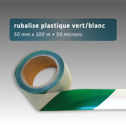 Rubalise plastique 50mm*100m - Vert/Blanc