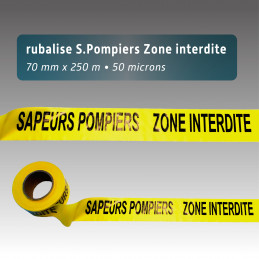 Rubalise jaune "Sapeurs Pompiers - Zone Interdite" 70mm*250m