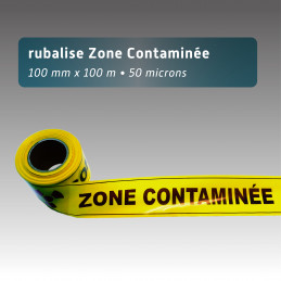 Rubalise plastique jaune "Zone Contaminée"100mm*100m