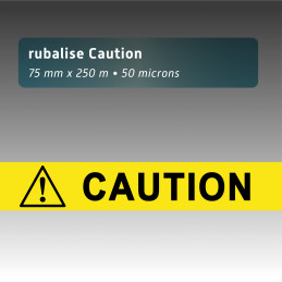 Rubalise jaune/noire caution + picto danger 75mm*250m