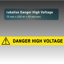 Rubalise plastique "danger high voltage" 75mm*250m
