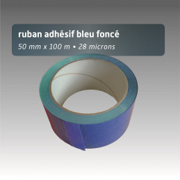 Ruban adhésif plastique 50mm*66m - couleur unie - bleu fonce