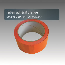 Ruban adhésif plastique 50mm*66m - couleur unie - orange