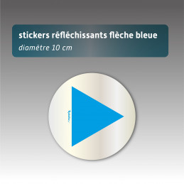 Sticker réfléchissant - flèche bleue diamètre 10cm - 5 couleurs