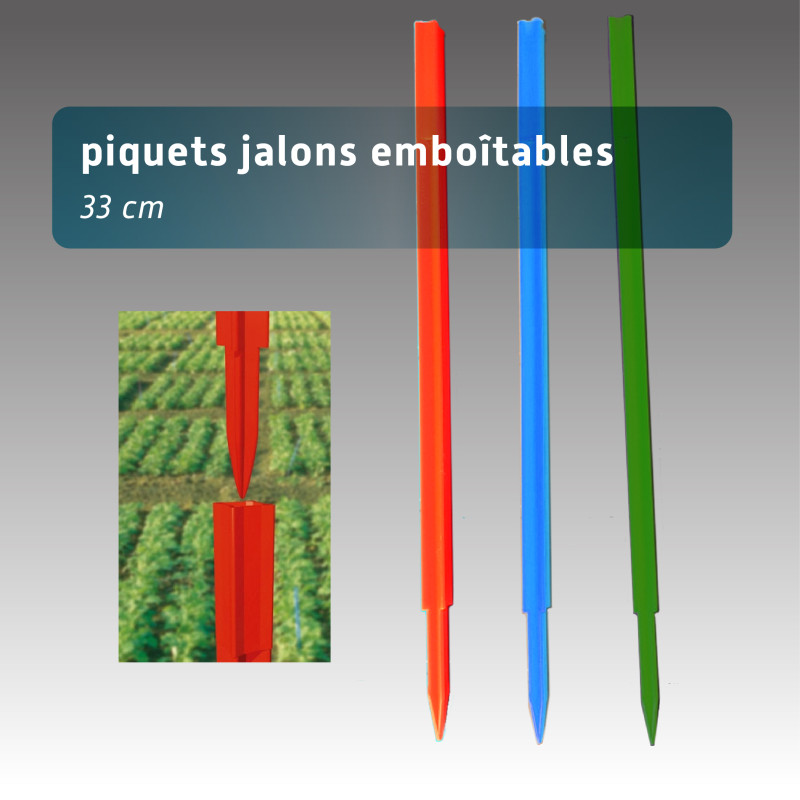 piquet jalon emboitable 33cm - lot 100 - 3 couleurs pour baliser